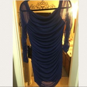 Bebe Large new royal blue sheer cocktail dress